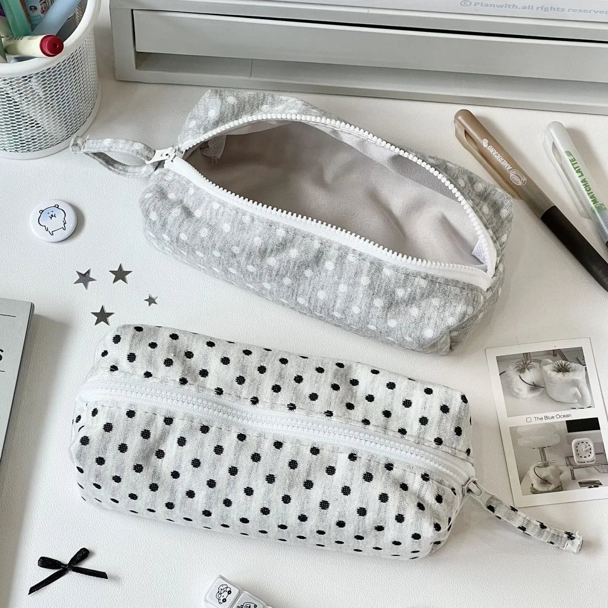 Korean Polka Dot Cosmetic Bag – Large Makeup Organizer Pouch Cosmetic Organizer Bag Babs