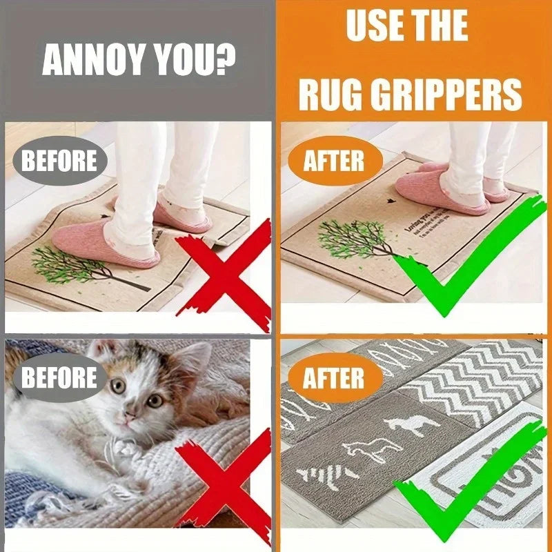 4pcs Non-Slip Carpet Gripper Stickers – No-Drill Rug Grippers Rug Gripper Stickers Babs
