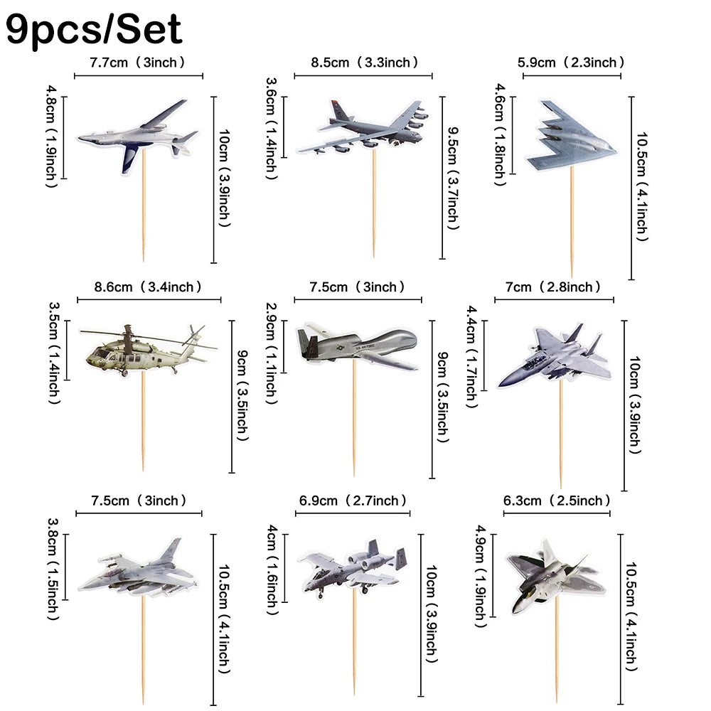 Military Cake Toppers – Tank, Fighter Jet & Missile Party Decor Cake Topper Set Babs 9pcs cake topper