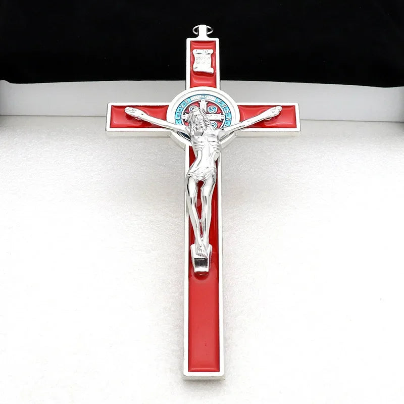 Saint Benedict Crucifix Cross Pendant – Catholic Zinc Alloy Charm Religious Charm Pendant Babs Red 1pcs