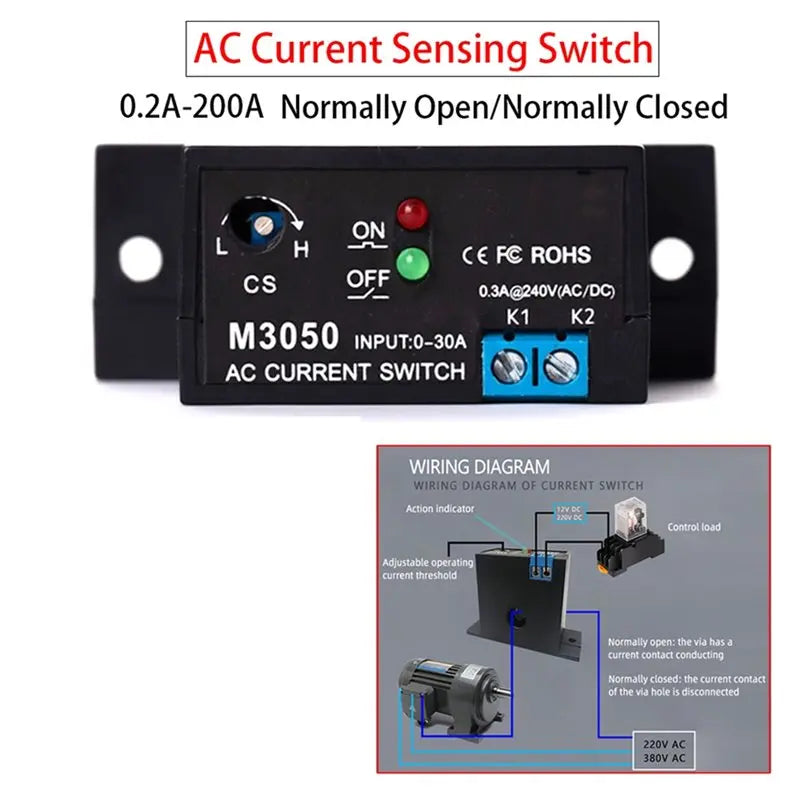 30A AC Current Sensing Switch Sensor – Induction Relay Switch Current Sensing Switch Babs