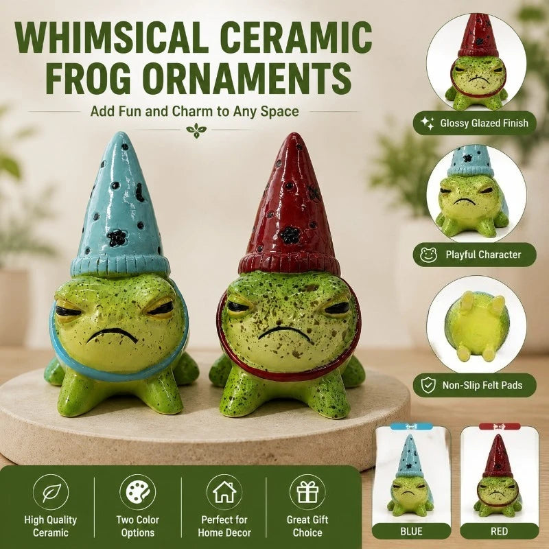 Cute Frog Witch Hat Garden Statue – Hand-Painted Resin Ornament Garden Statue Babs