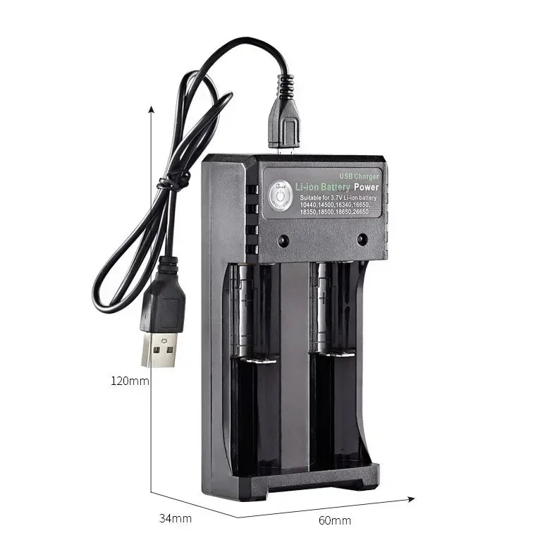18650 Dual Slot USB Li-Ion Battery Charger with LED Indicator Battery Charger Babs