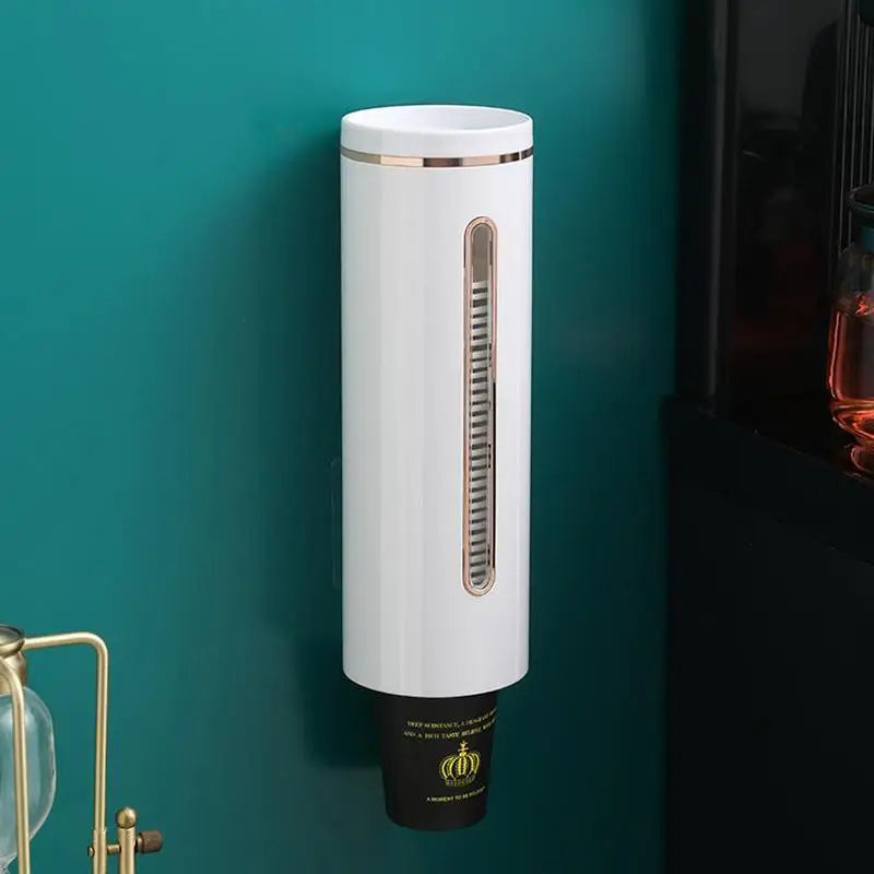 Wall-Mounted Paper Cup Dispenser – Dust-Proof Pull-Type Holder Cup Dispenser Babs white