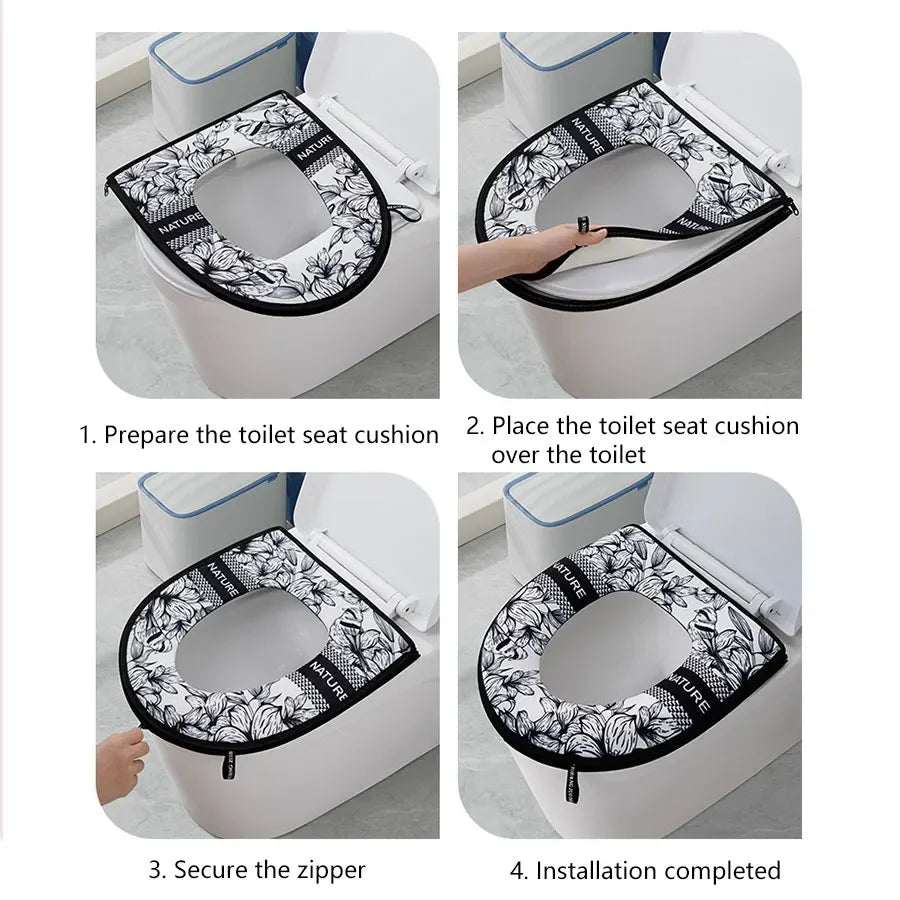 Cartoon Zipper Toilet Seat Cover – Waterproof Thickened Cotton Toilet Seat Cover Babs