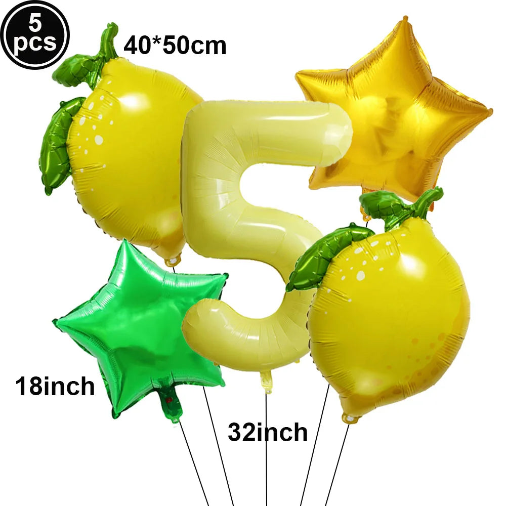 Lemon Foil Balloon Set with 32" Number Balloons – Party Decor Foil Balloon Set Babs PURPLE as show