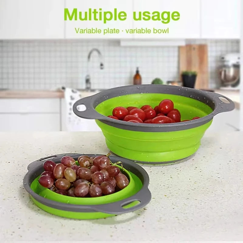 Silicone Folding Colander — Fruit & Vegetable Washing Basket Silicone Colander Strainer Babs