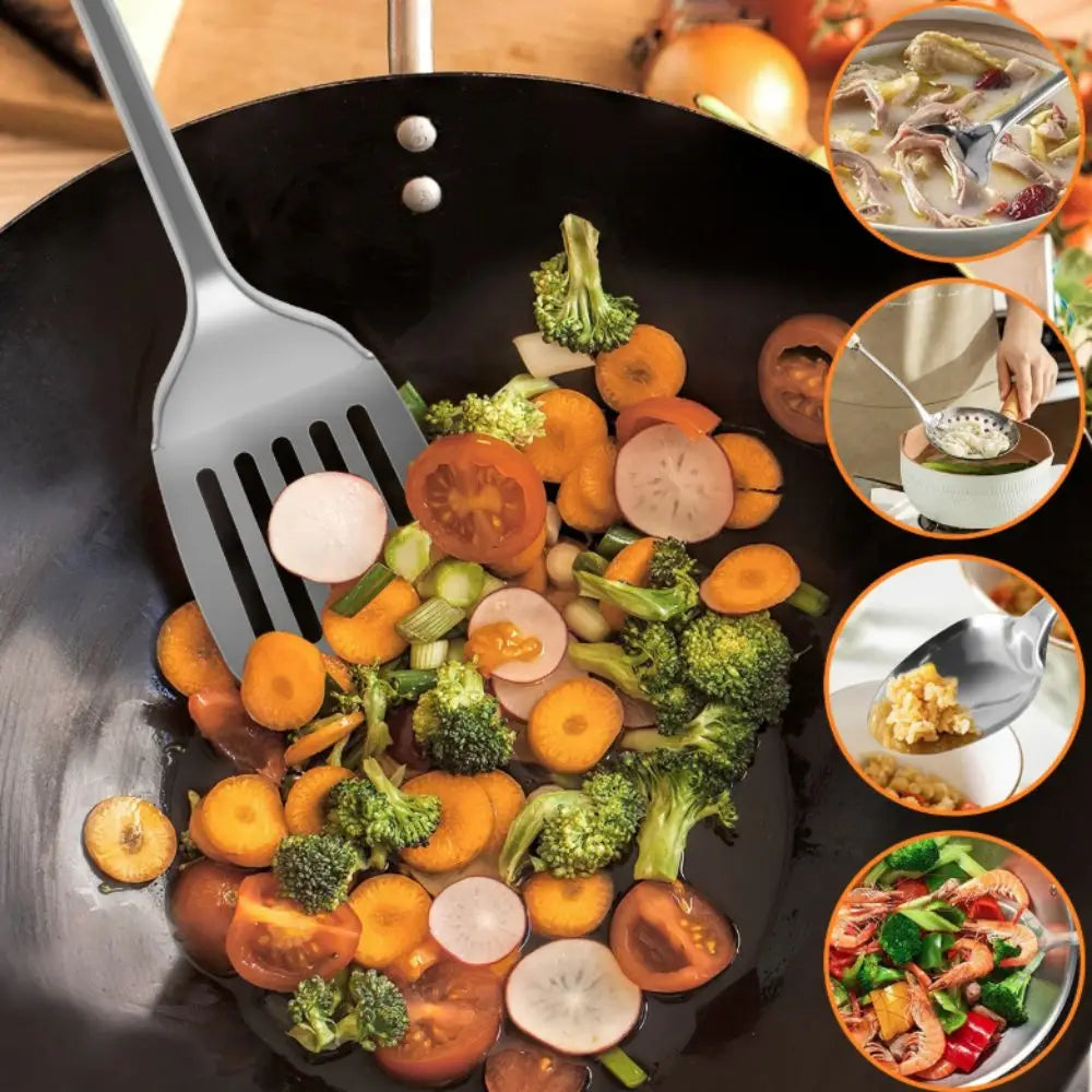 9-Piece Stainless Steel Kitchen Utensils Set | Long Handle Kitchen Utensils Set Babs