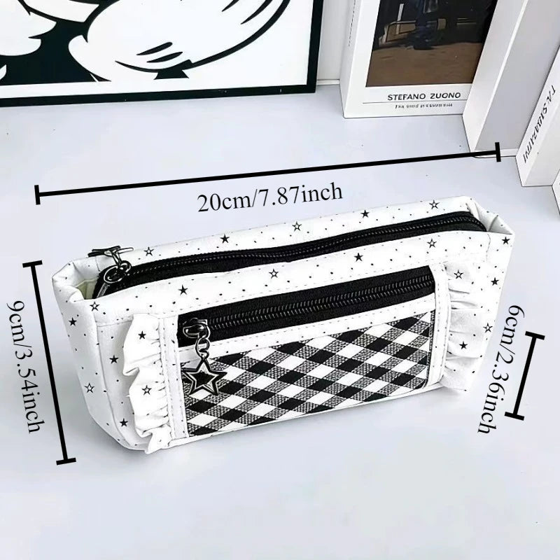 Cute Ruffle Trim Pencil Case – Large Capacity Stationery Bag Pencil Case Babs
