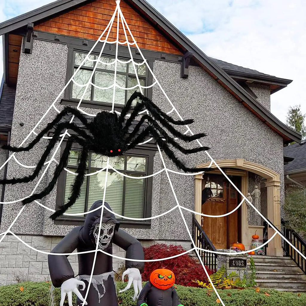 Lifelike Black Spider & Cobweb Halloween Decoration Set Halloween Decoration Set Babs
