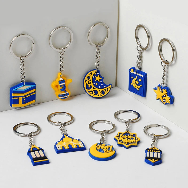 10Pcs Eid Mubarak Keychain Moon Castle Ornaments Ramadan 2026 Holiday Keychain Set Babs