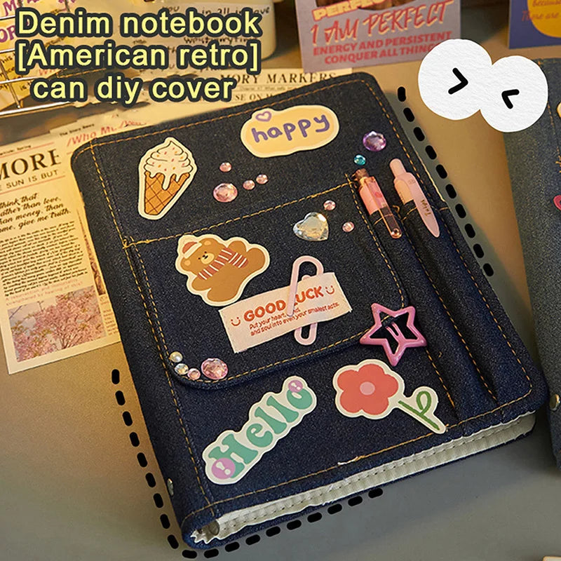 Denim Notebook Journal Diary – Y2K Retro Style with Pocket Denim Journal Notebook Babs