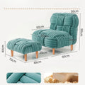 Modern Velvet Single Sofa Chair – Luxury Minimalist Accent Couch Accent Sofa Chair Babs Blue-Footstool