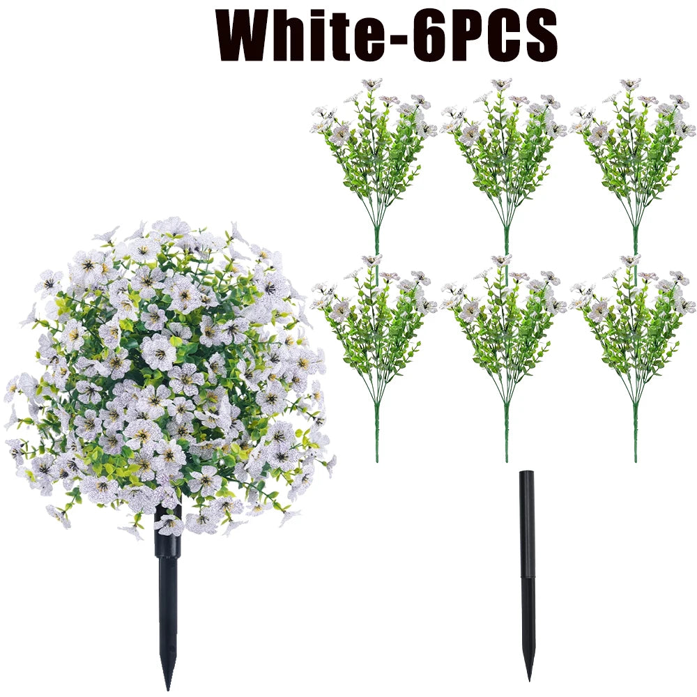 UV Resistant Artificial Orchid Flowers – Indoor & Outdoor Decor Artificial Flowers Babs White-6PCS