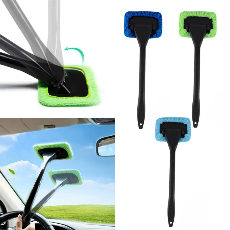 Car Window Cleaner Brush Kit – Long Handle Microfiber Wiper Car Cleaning Brush Babs
