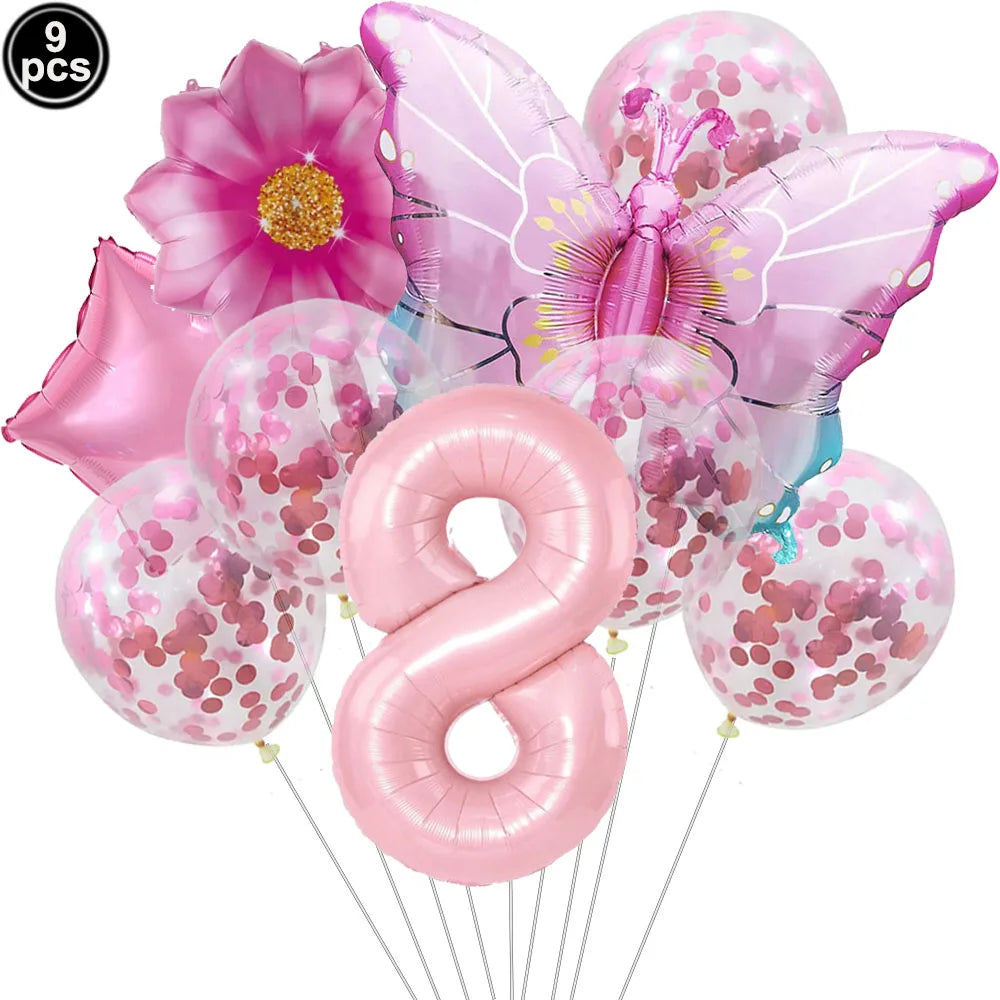 Butterfly Party Supplies Set – Plates, Cups & Foil Balloons Party Tableware Set Babs Brown As pictures show
