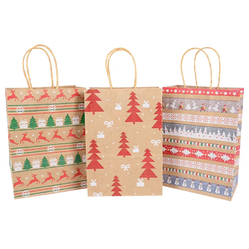 5-Pack Kraft Paper Christmas Gift Bags – Candy & Party Packaging Holiday Gift Bags Babs