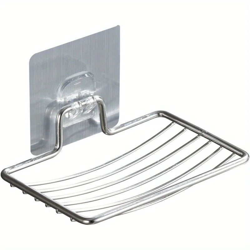 Rustproof Stainless Steel Wall Mount Soap Dish with Drain Soap Dish Holder Babs Silvery