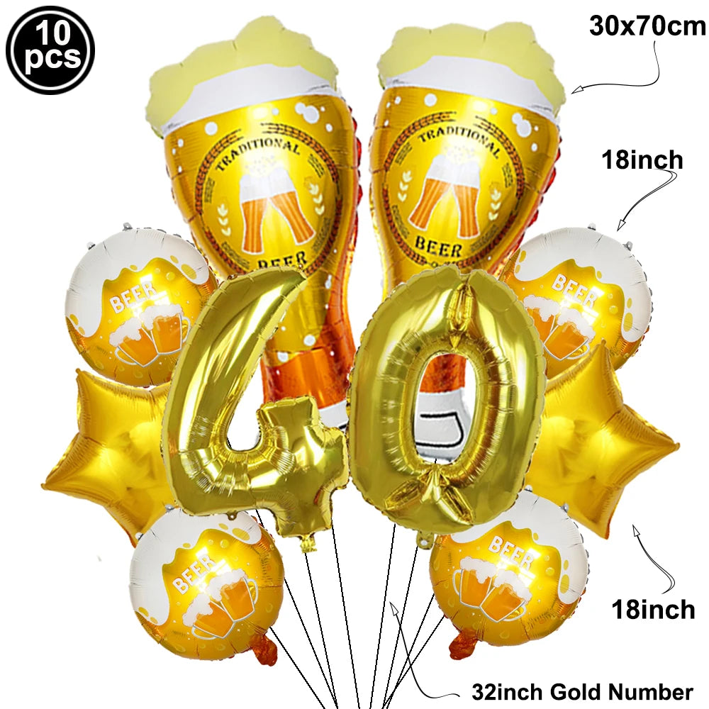40th Birthday White & Gold Disposable Party Tableware Set Disposable Party Tableware Babs MULTI