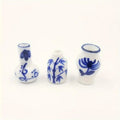 Mini Blue & White Porcelain Vase Set – Dollhouse Décor 3pc Dollhouse Ceramic Ornament Babs 1set