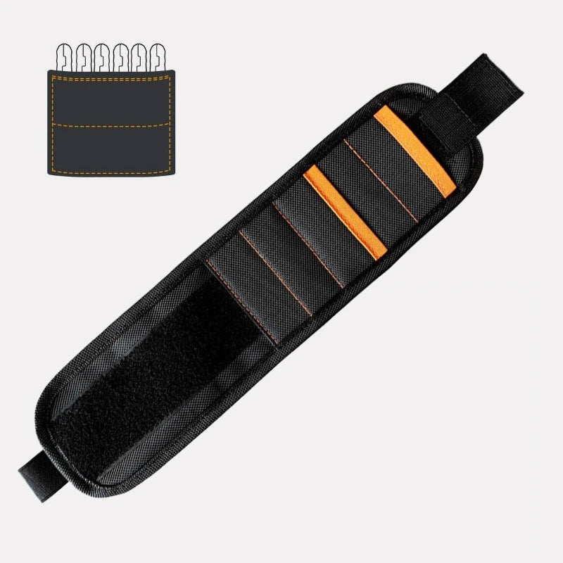 Magnetic Wristband Tool Holder – Screws, Nails & Drill Bits Magnetic Tool Wristband Babs JH-838b black orange