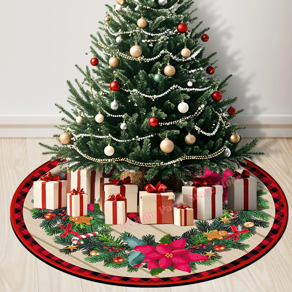 Plush Snowflake Christmas Tree Skirt – Gold Silver Holiday Decor Christmas Tree Skirt Babs
