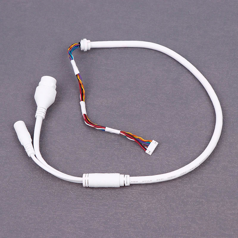 10-Pin PoE RJ45 IP Camera Tail Cable 65cm | HUXUAN PoE Camera Cable Babs White