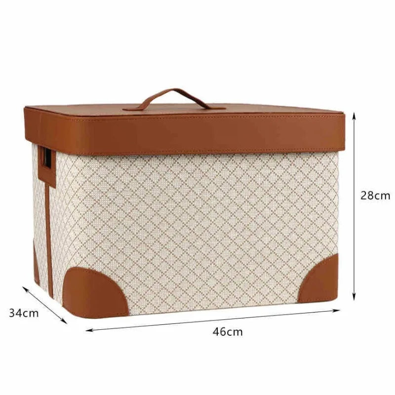 Large Leather Storage Box with Lid – Retro Luxury Organizer Leather Storage Box Babs Brown Lid-Large