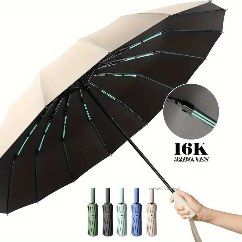 16K Double-Bone Windproof Folding Umbrella – UV Sun & Rain Folding Umbrella Babs