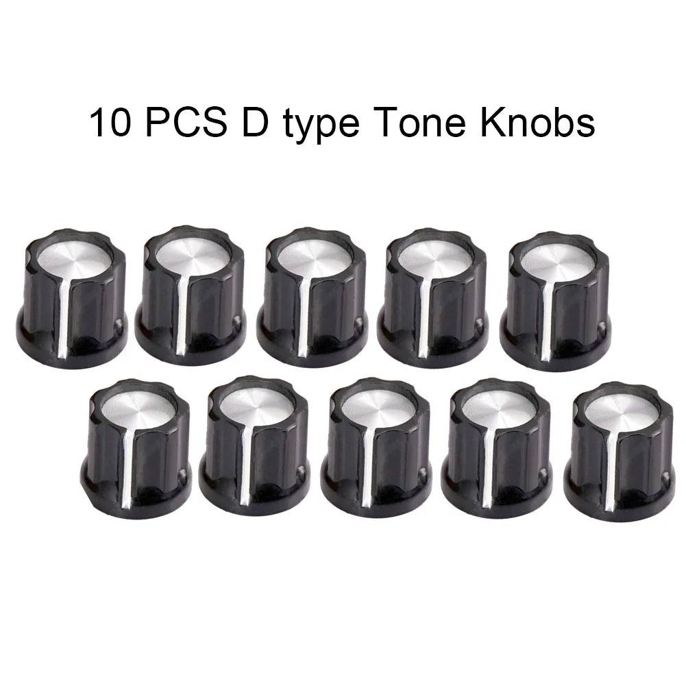 10pcs Guitar Tone Knobs D-Type 6mm Shaft Volume Control Guitar Tone Knobs Babs 10pcs