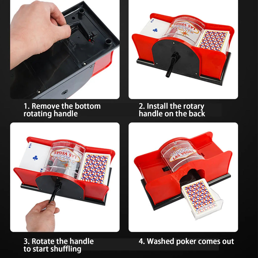 Manual 2-Deck Card Shuffler with Hand Crank – Poker & Blackjack Card Shuffler Babs