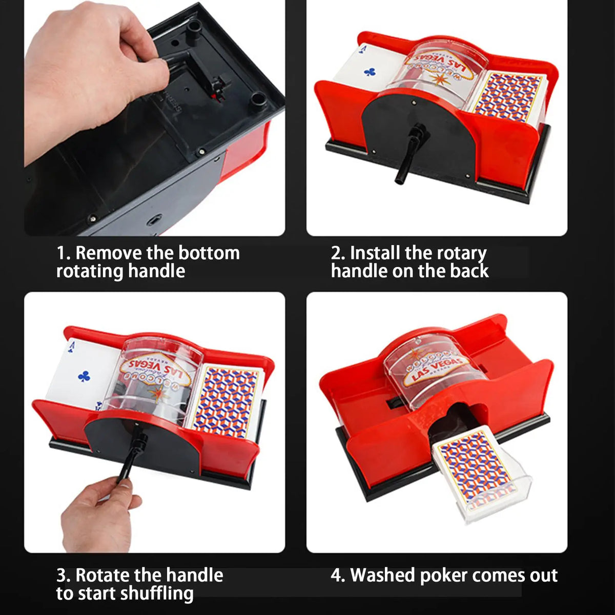 Manual 2-Deck Card Shuffler with Hand Crank – Poker & Blackjack Card Shuffler Babs