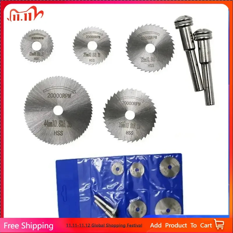 Mini HSS Circular Saw Blades – Rotary Tool Cutting Disc Set Circular Saw Blade Set Babs 5 saws with 2 rod