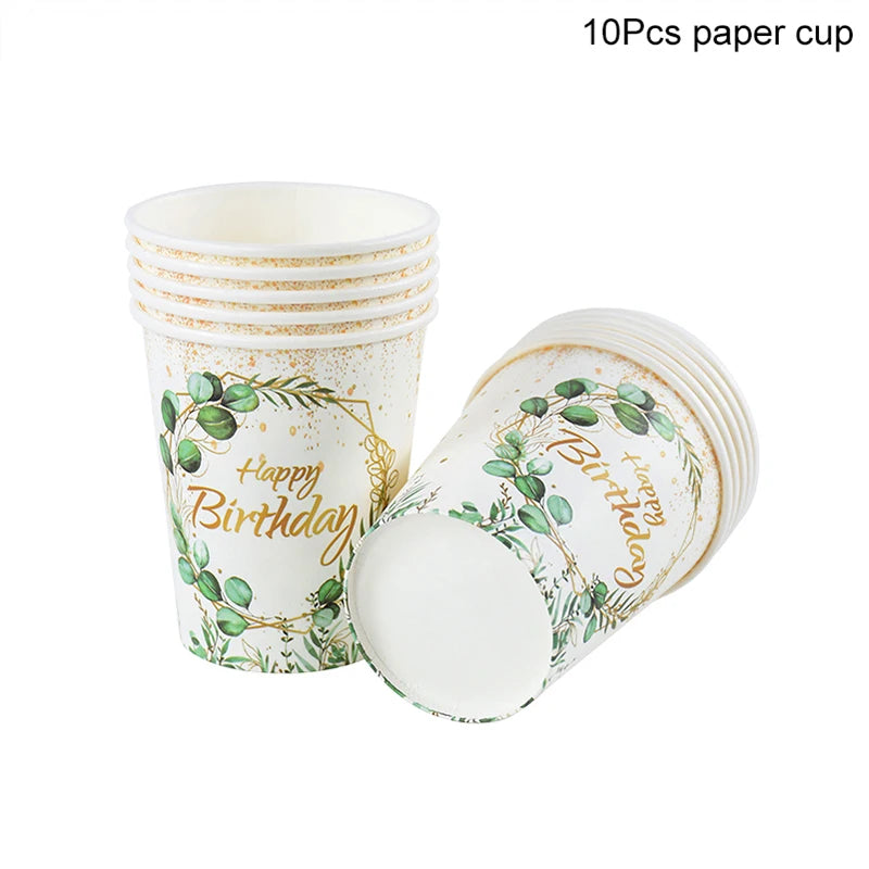 Eucalyptus Disposable Tableware Set – Paper Plates, Cups & Napkins Disposable Tableware Set Babs 10pcs paper cup