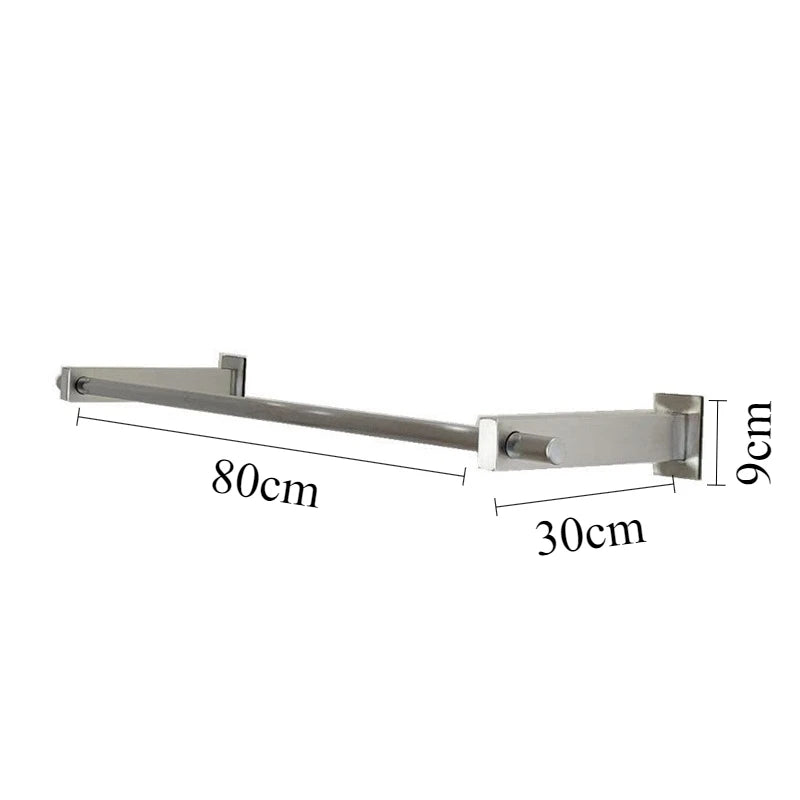 Wall Mounted Stainless Steel Coat Rack – Modern 2-Hook Hanger Wall Mounted Coat Rack Babs 2 Brackets-0.8M