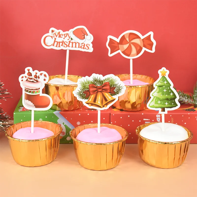 24/48Pcs Christmas Cupcake Toppers – Santa & Xmas Tree Picks Cupcake Toppers Babs