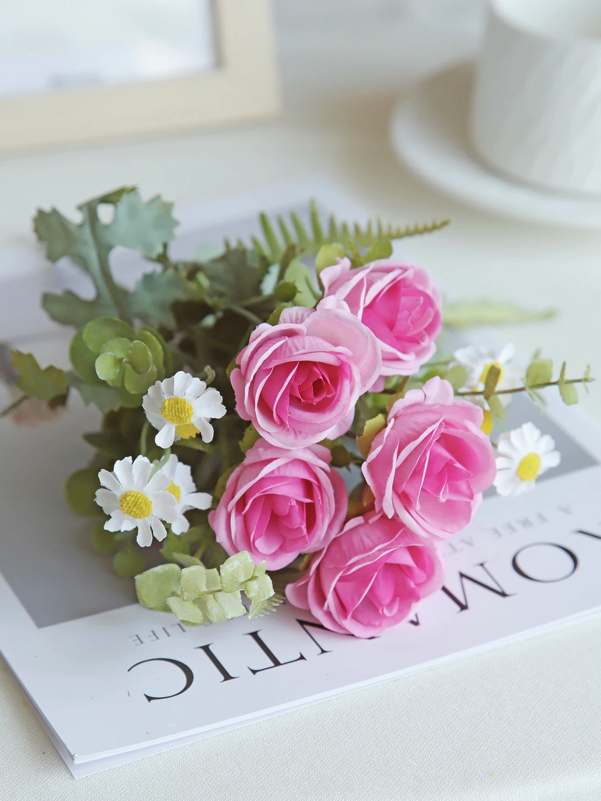 Silk Rose Artificial Bouquet – Wedding, Home & Party Décor Artificial Flower Bouquet Babs Pink 3 pcs