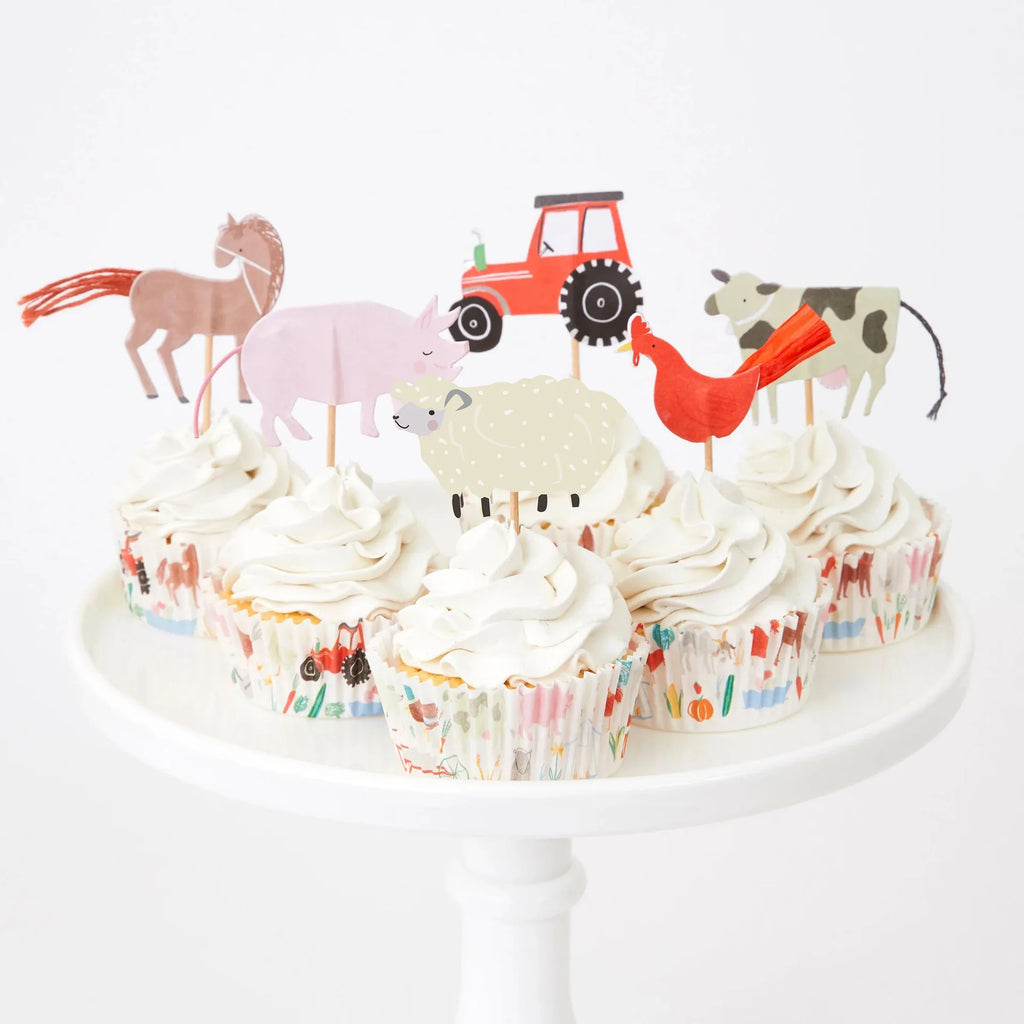 12Pcs Farm Animal Cake Toppers – Party & Baby Shower Picks Cake Toppers Babs
