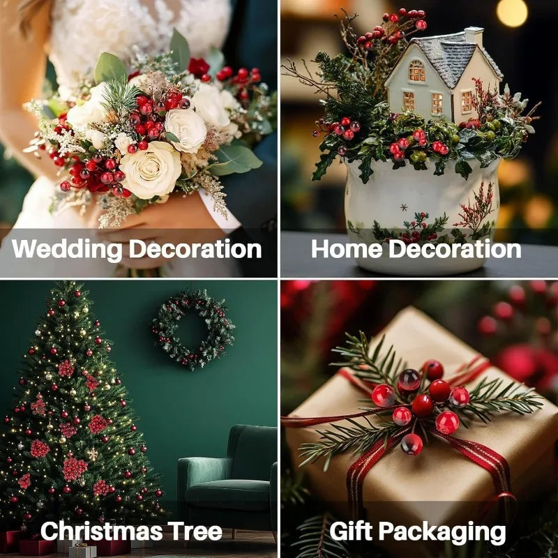 Artificial Holly Berry Stems for Christmas Wreaths & Crafts 50/100Pc Christmas Craft Stems Babs