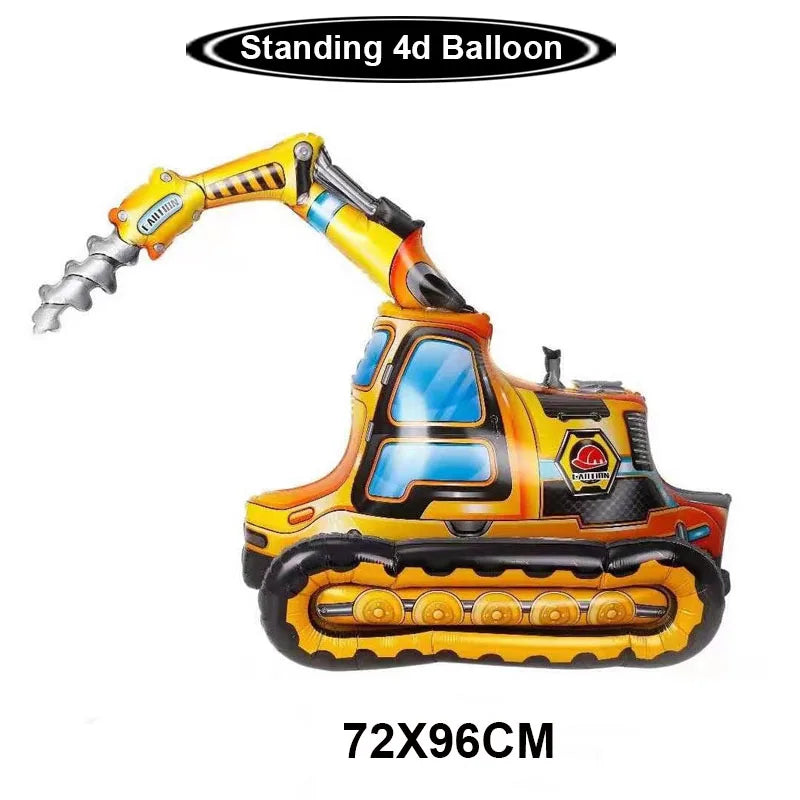 Construction Party Balloons – Excavator Dump Truck Boys Decor Party Balloons Babs Light Yellow As pictures show