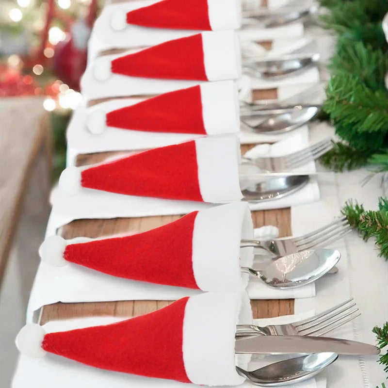 Christmas Hat Cutlery Holder Bags | Xmas Table Décor Set Cutlery Holder Bags Babs