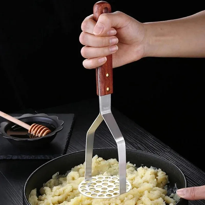 Heavy Duty Stainless Steel Potato Masher with Wooden Handle Potato Masher Babs
