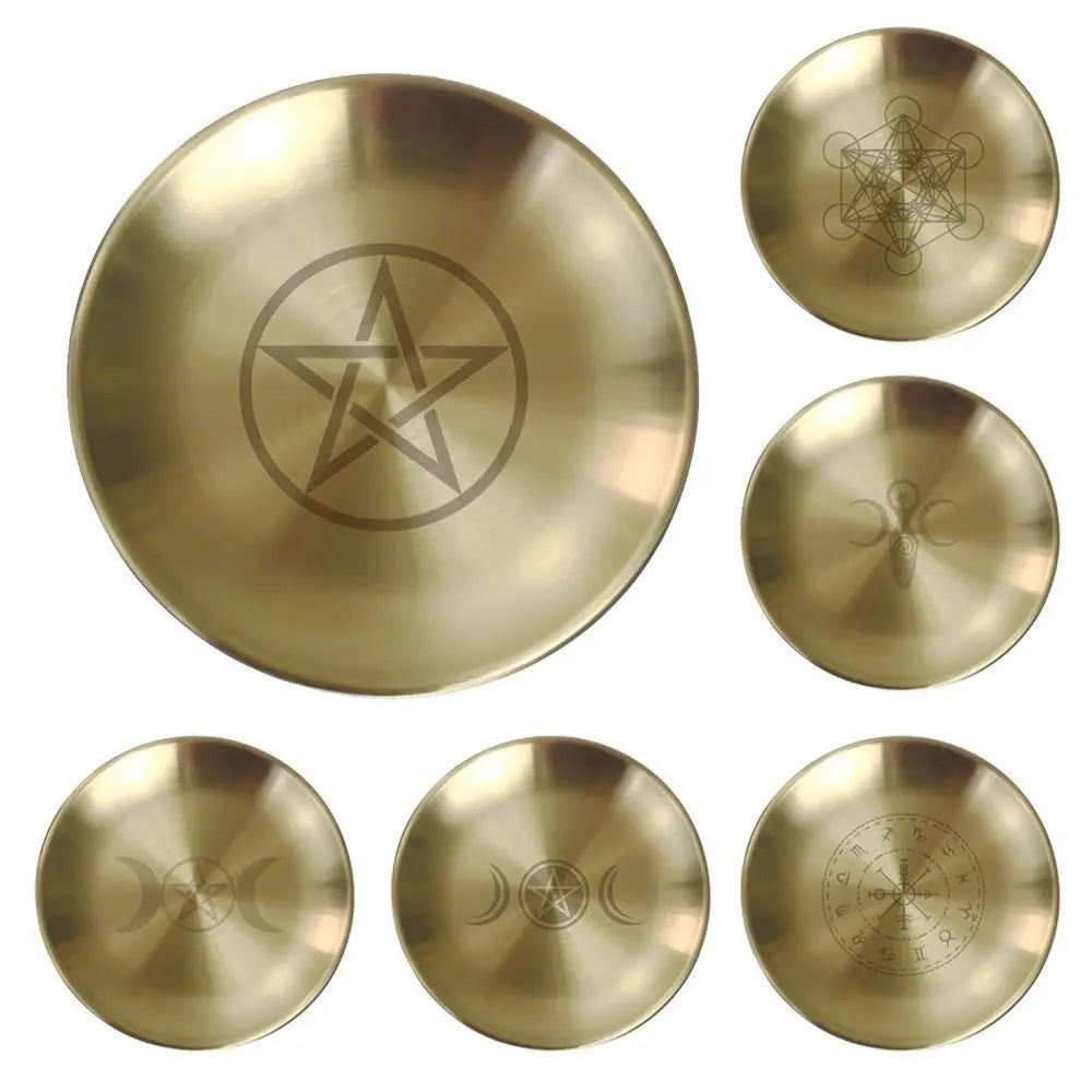 Pentagram Altar Plate 14cm Stainless Steel Ritual Bowl Altar Ritual Plate Babs