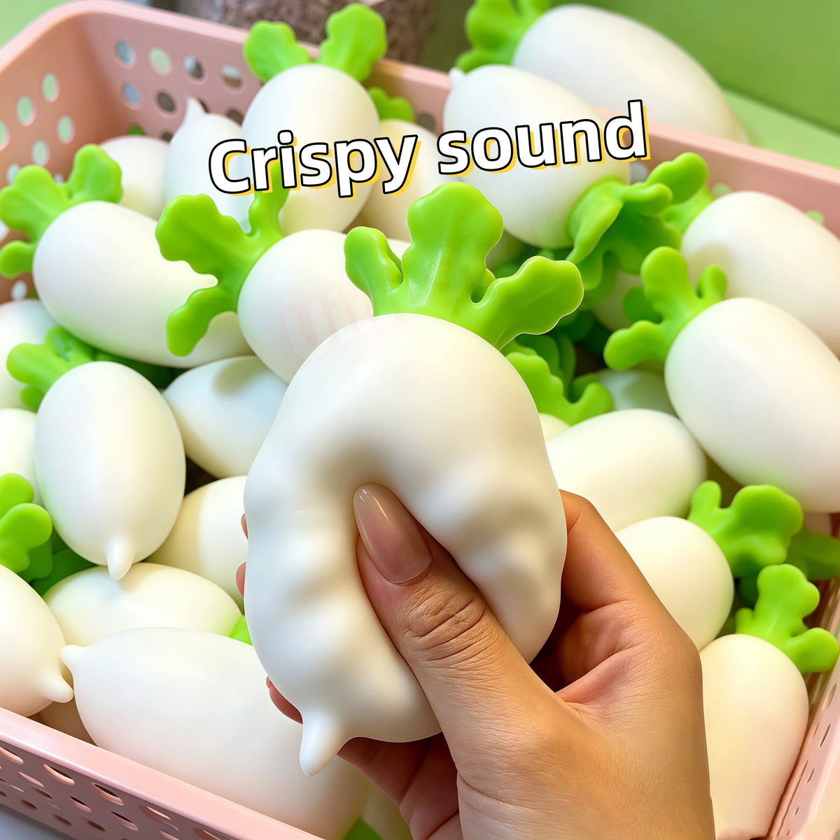 White Radish Crunchy Squishy ASMR Fidget Stress Ball Toy Squishy Fidget Toy Babs