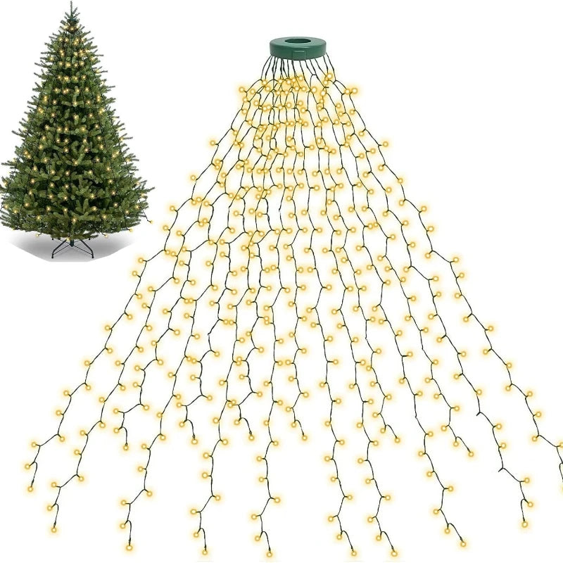 LED Waterfall Christmas Tree Lights 1.5M–3M Outdoor Waterproof Christmas Tree Lights Babs Warm White Lights 1500MM 200LED