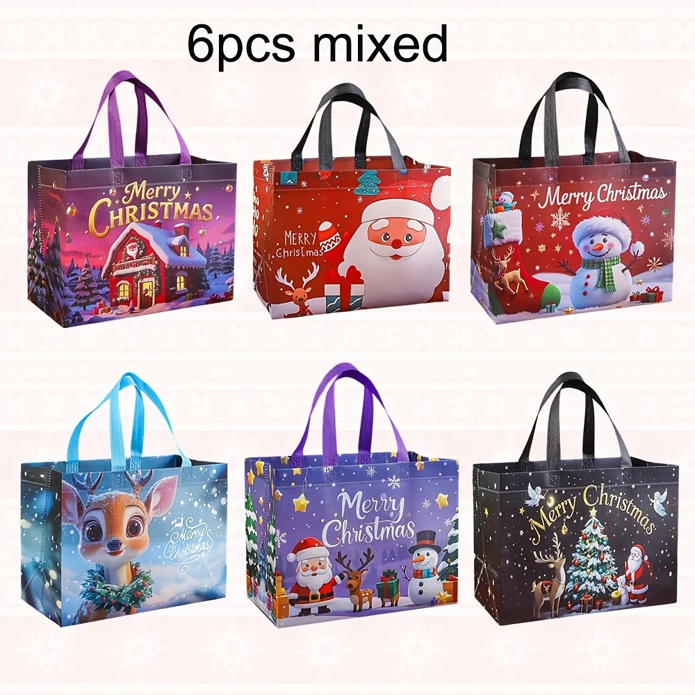Reusable Non-Woven Christmas Gift Bags with Handles Christmas Gift Bags Babs 6Pcs