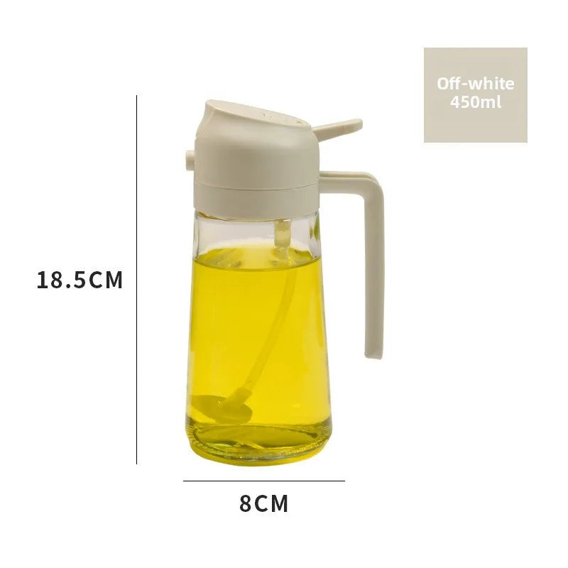 2-in-1 Glass Oil Sprayer & Dispenser Bottle 450ml Kitchen Oil Sprayer Dispenser Babs Off-white 450ML