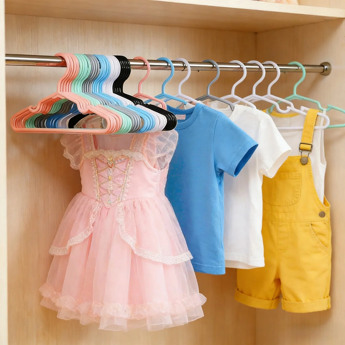 Non-Slip Kids Plastic Hangers 10/20 Pack – Infant & Child Kids Clothes Hangers Babs