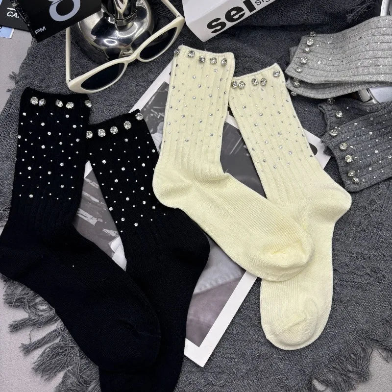 Women's Rhinestone Cotton Ankle Socks – Warm & Stylish Fashion Ankle Socks Babs