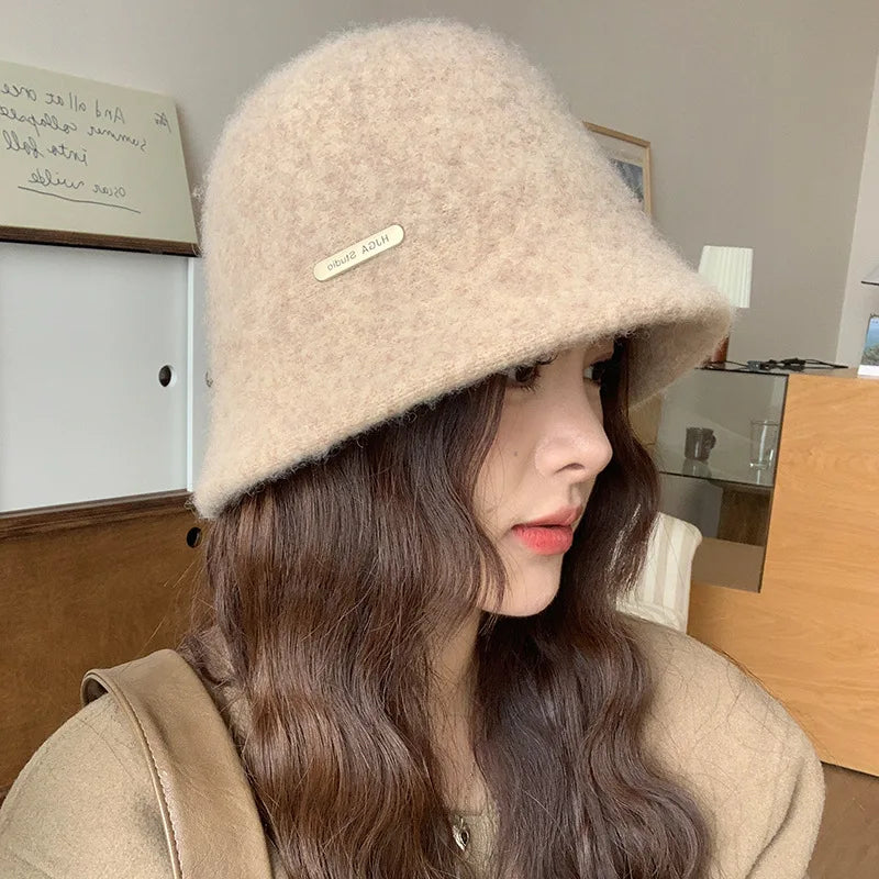 Women's Winter Wool Blend Bucket Hat – Windproof Earmuff Winter Bucket Hat Babs